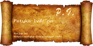 Petyka Ivána névjegykártya